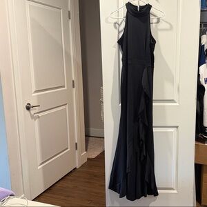 Elegant Black Sleeveless Gown with Slit
